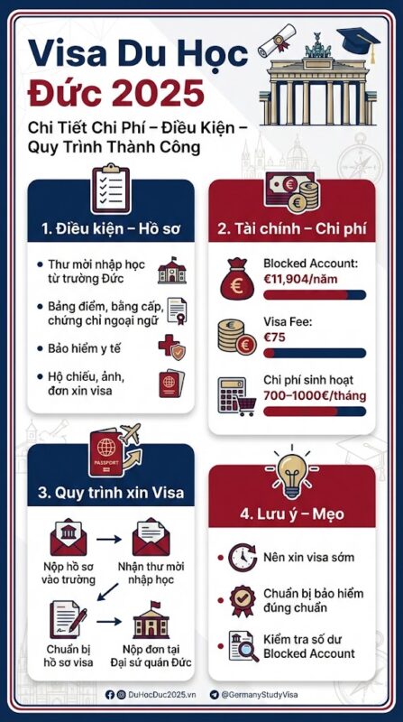 Điều Kiện Xin Visa Du Học Đức 2025 - Checklist Đầy Đủ