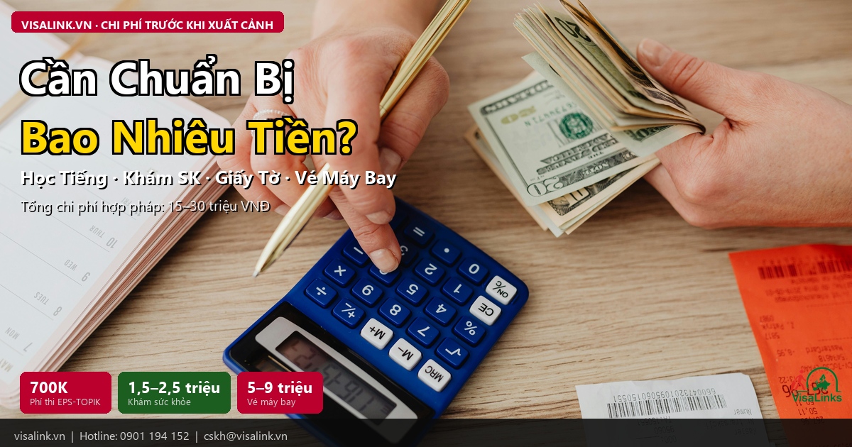Chi Phí Đi Hàn Quốc Làm Việc 2026 – Bảng Tổng Hợp Đầy Đủ & Thời Gian Hoàn Vốn 2 Chi phí trước khi xuất cảnh XKLD Hàn Quốc 2026 – tổng hợp đầy đủ