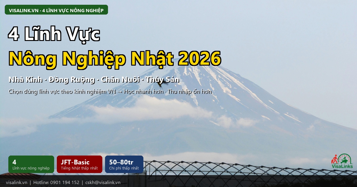 Đơn Hàng Nông Nghiệp Nhật Bản 2026 – Lương 27-38 Triệu, Ít Tiếng Nhật Nhất 2 4 Lĩnh Vực Nông Nghiệp Nhật 2026 | Visalink