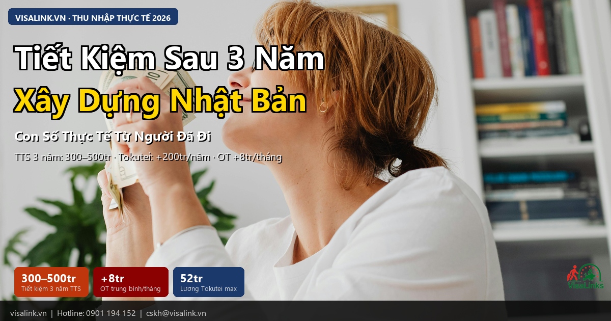 Đơn Hàng Xây Dựng Nhật Bản 2026 – Lương 31-51 Triệu, Osaka Expo 3 Tiết Kiệm Sau 3 Năm Xây Dựng Nhật Bản | Visalink