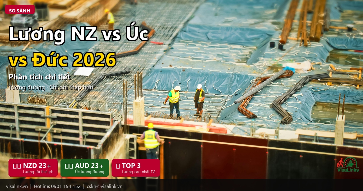 Lương XKLD New Zealand 2026: Thu Nhập Thực Tế Từng Ngành Nghề 3 So sánh lương New Zealand và các thị trường XKLD khác 2026 | Visalink