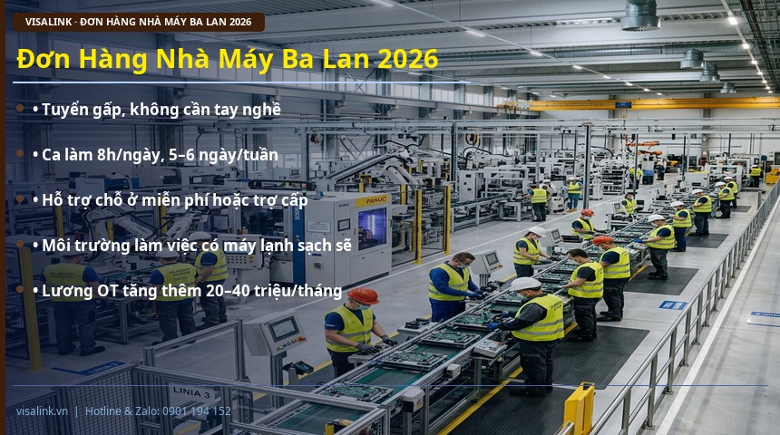 Đơn Hàng Nhà Máy Ba Lan 2026 chi phí đi xkld ba lan 2026 – đơn hàng nhà máy ba lan 2026 – visalink.vn