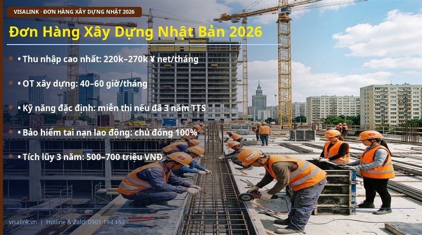 Đơn Hàng Xây Dựng Nhật Bản 2026 chi phí đi xkld nhật bản 2026 – đơn hàng xây dựng nhật bản 2026 – visalink.vn