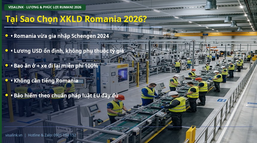 đơn hàng Romania 2026 tuyển gấp – tại sao chọn xkld romania 2026? – visalink.vn