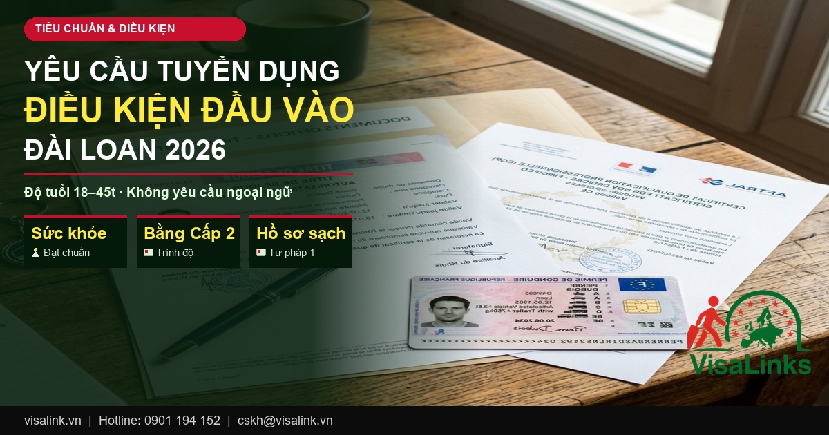 Yêu cầu và điều kiện đi xuất khẩu lao động Đài Loan 2026 - Visalink