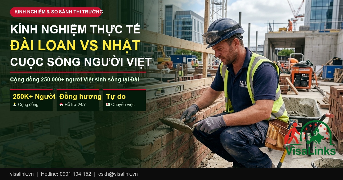 So sánh phúc lợi cuộc sống và đơn hàng XKLĐ Đài Loan 2026 - Visalink