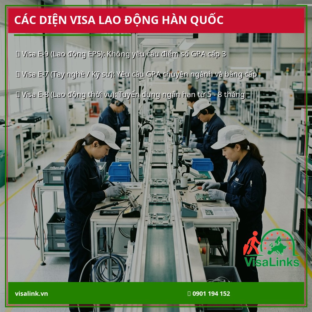 Các loại visa xuất khẩu lao động Hàn Quốc 2026