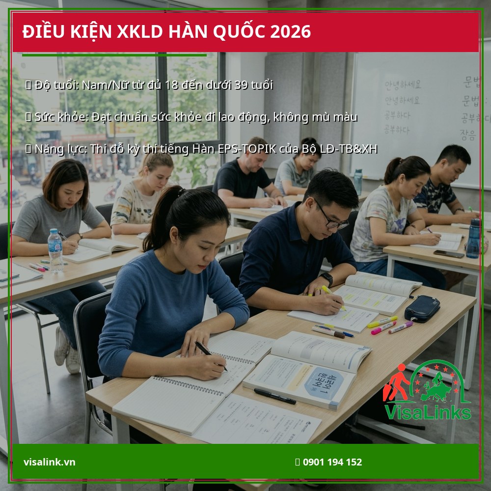 Điều kiện xuất khẩu lao động Hàn Quốc 2026