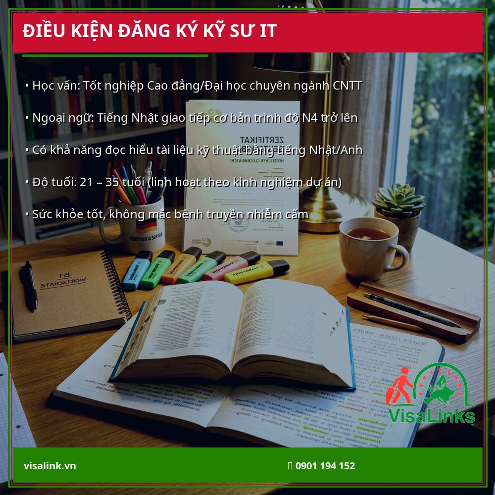 Điều Kiện Đăng Ký Đơn Hàng Kỹ Sư IT Đi Nhật – Visalink Điều kiện tuyển dụng đơn kỹ sư IT đi Nhật - Visalink