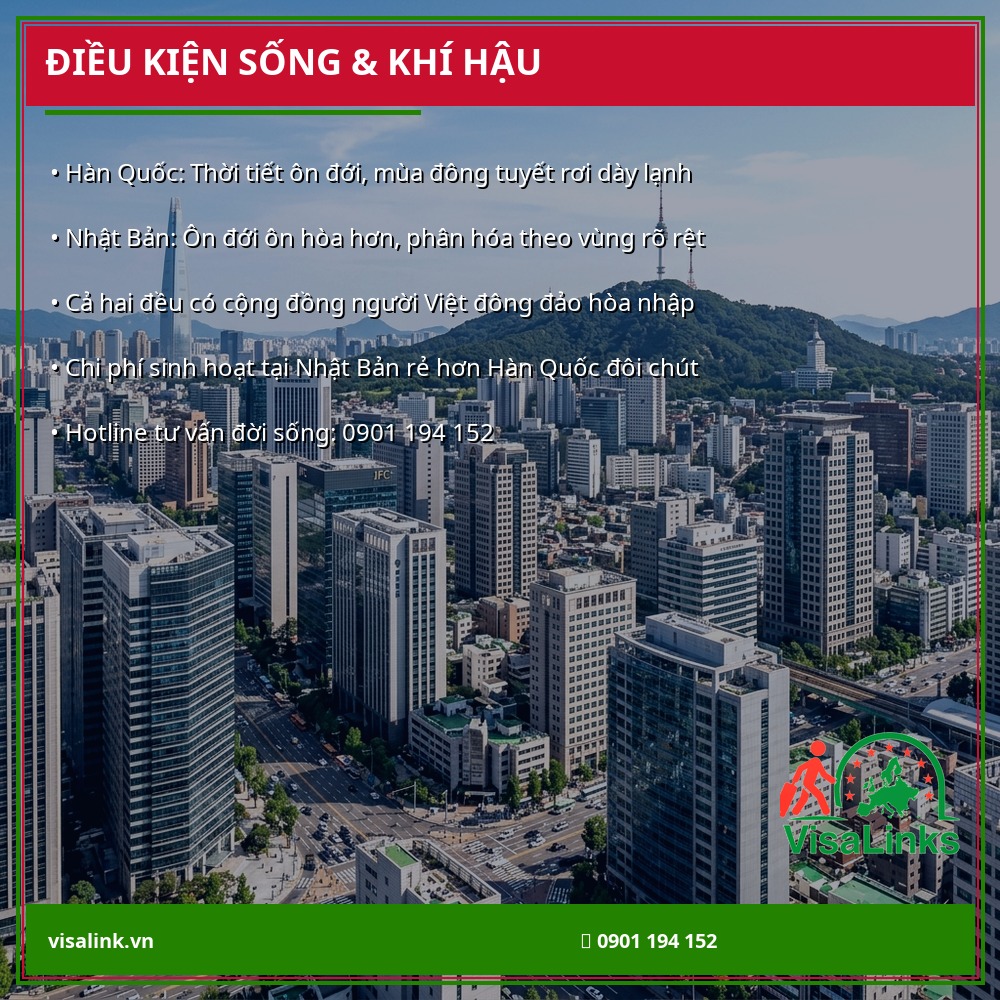 So Sánh XKLĐ Hàn Quốc vs Nhật Bản 2026: Nên Chọn Nước Nào? 4 So sánh môi trường sinh hoạt cuộc sống Hàn Nhật - Visalink