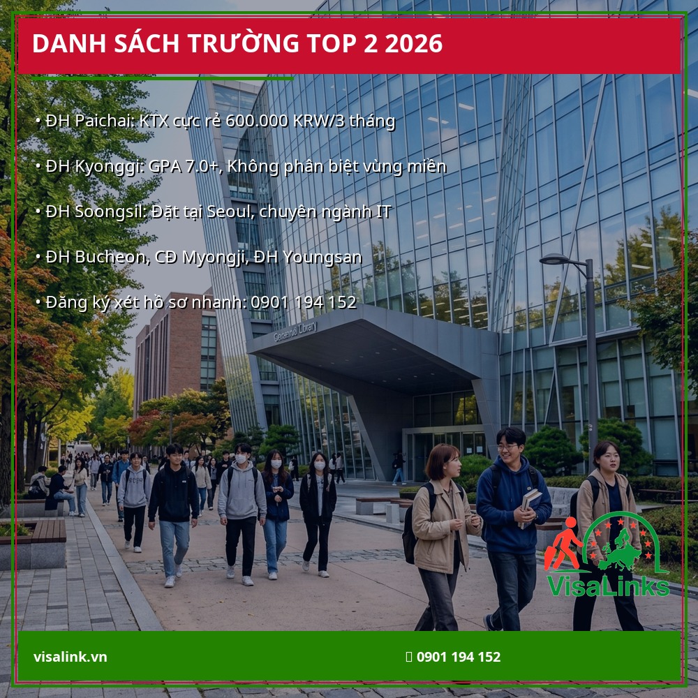 Danh sách trường đại học Top 2 Hàn Quốc 2026 đa ngành