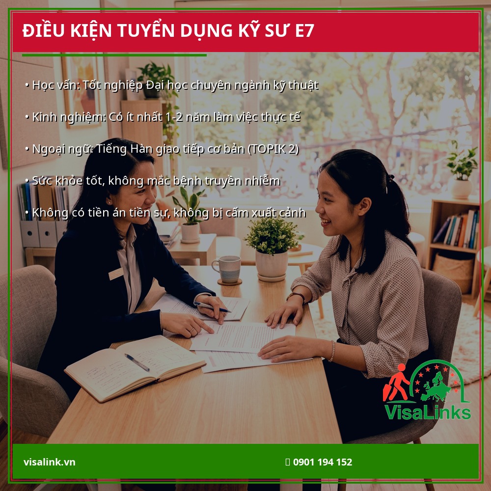 Điều Kiện Tuyển Dụng Kỹ Sư Đi Hàn Quốc Diện Visa E7 – Visalink Điều kiện tuyển dụng kỹ sư đi Hàn Quốc làm việc visa E7 - Visalink