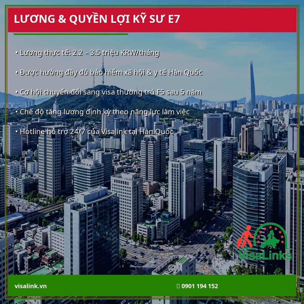 Mức Lương Và Chế Độ Đãi Ngộ Kỹ Sư E7 Đi Hàn Quốc – Visalink Mức lương và chế độ đãi ngộ kỹ sư E7 Hàn Quốc - Visalink