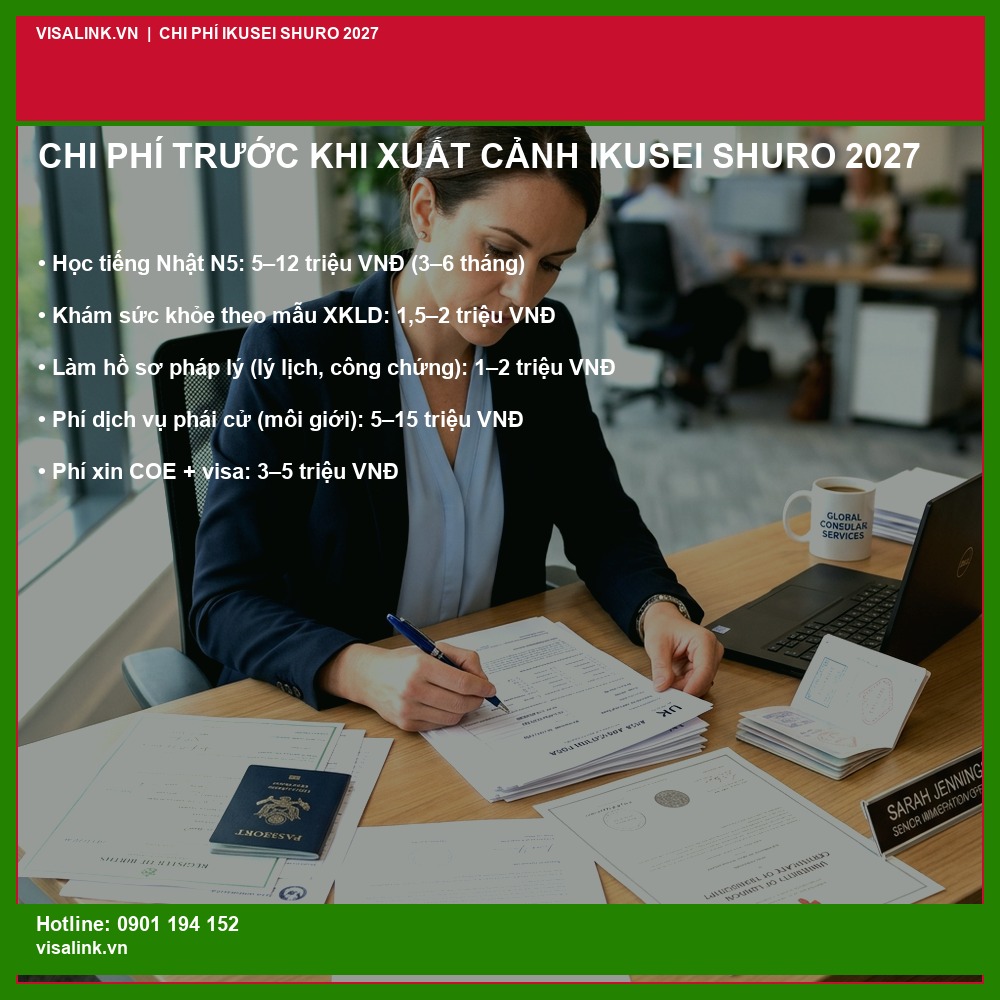 Hồ sơ và giấy tờ chuẩn bị trước khi xuất cảnh Nhật Bản theo Ikusei Shuro 2027 - Chi phí học tiếng Nhật khám sức khỏe - Visalink