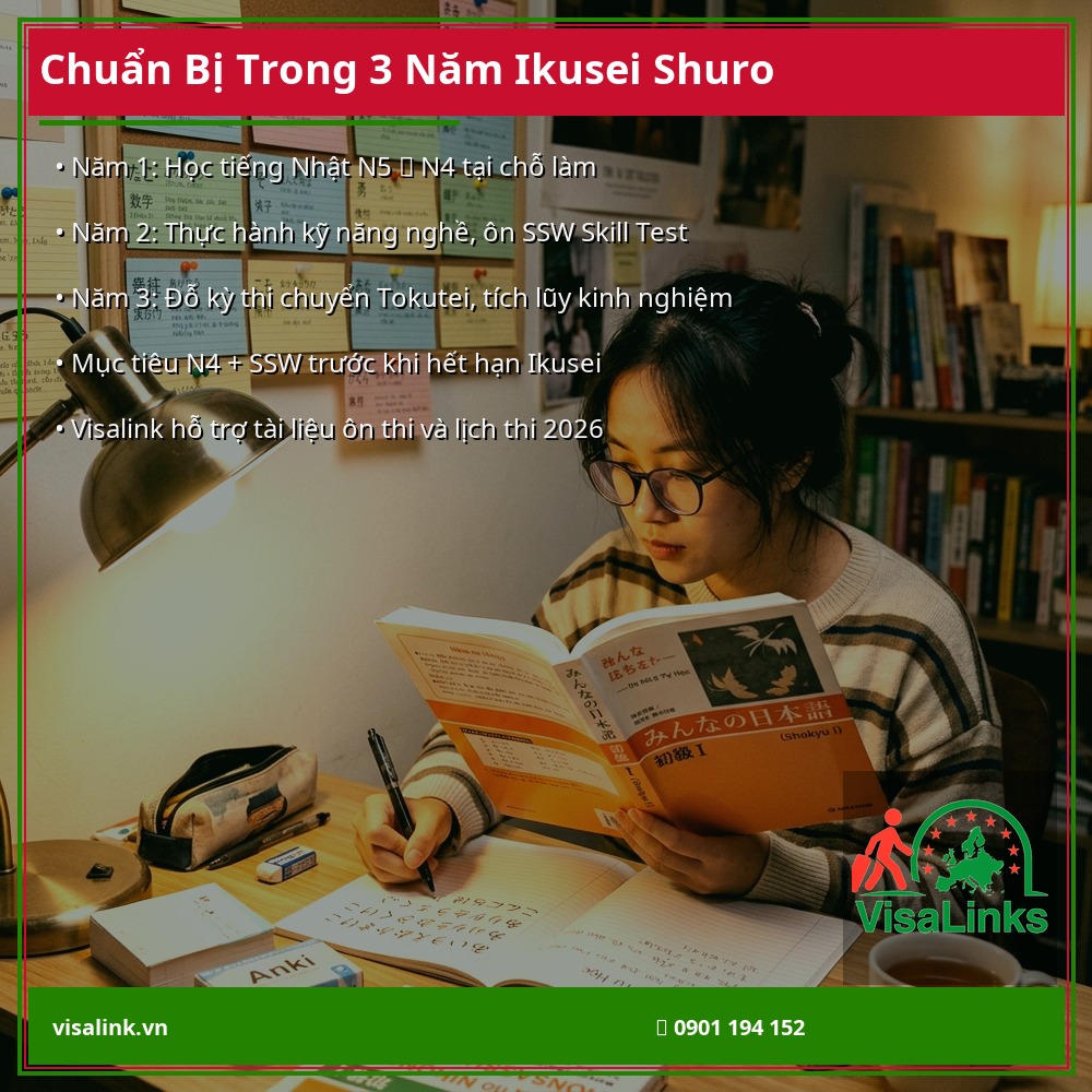 Chuẩn bị 3 năm trong chương trình Ikusei Shuro để chuyển lên Tokutei Gino – Visalink