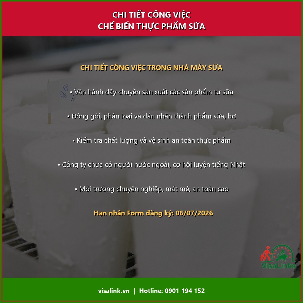 Chi tiết chương trình Tokutei Gino ngành chế biến thực phẩm