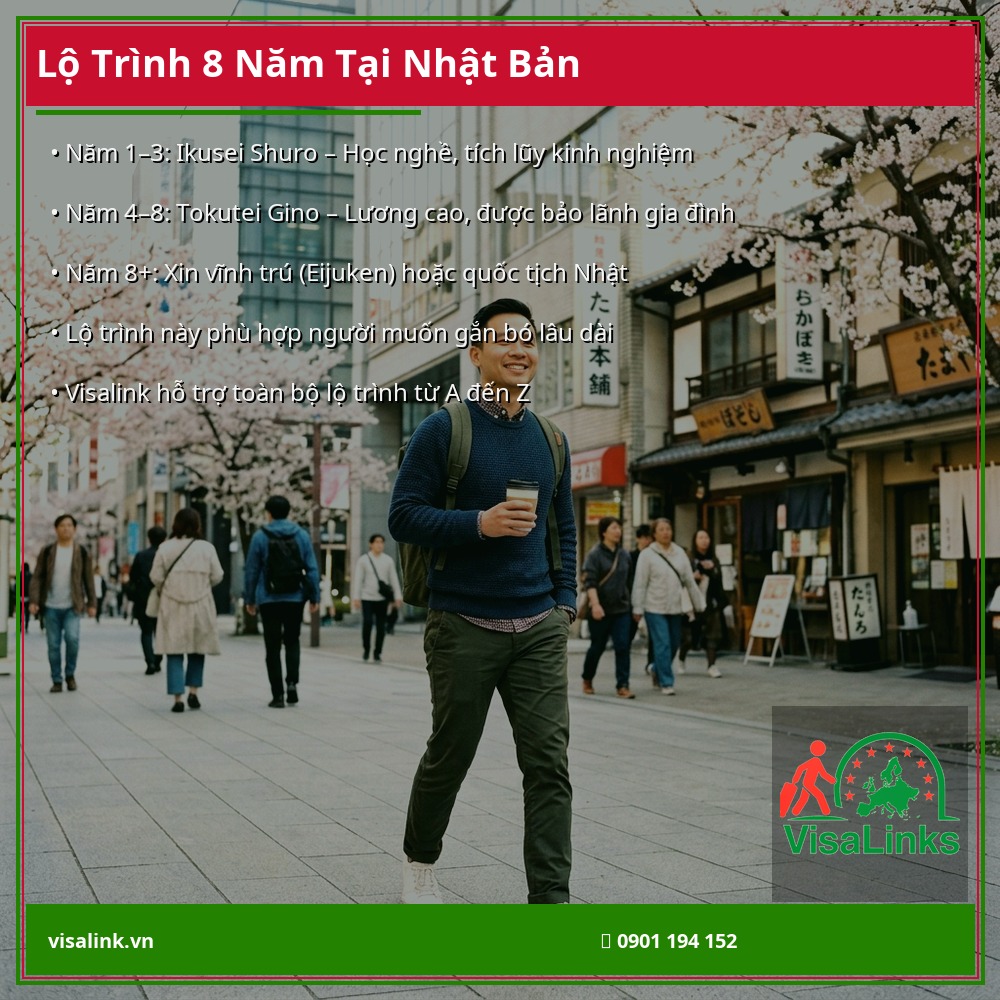 Lộ trình 8 năm: Ikusei Shuro lên Tokutei Gino tại Nhật Bản – Visalink