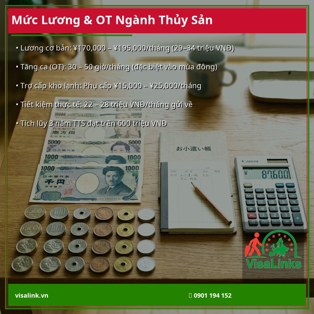 Mức lương tăng ca làm thêm ngành thủy sản Nhật Bản – Visalink