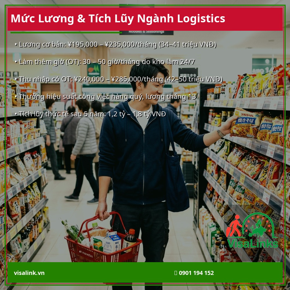 Mức lương tích lũy đơn hàng Logistics Nhật Bản 2026 – Visalink