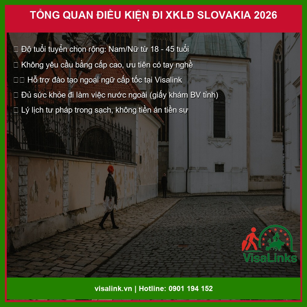 Cẩm Nang Xuất Khẩu Lao Động Slovakia 2026 – Toàn Bộ Thông Tin Từ A Đến Z 1 Điều kiện đi xuất khẩu lao động Slovakia 2026 - Visalink