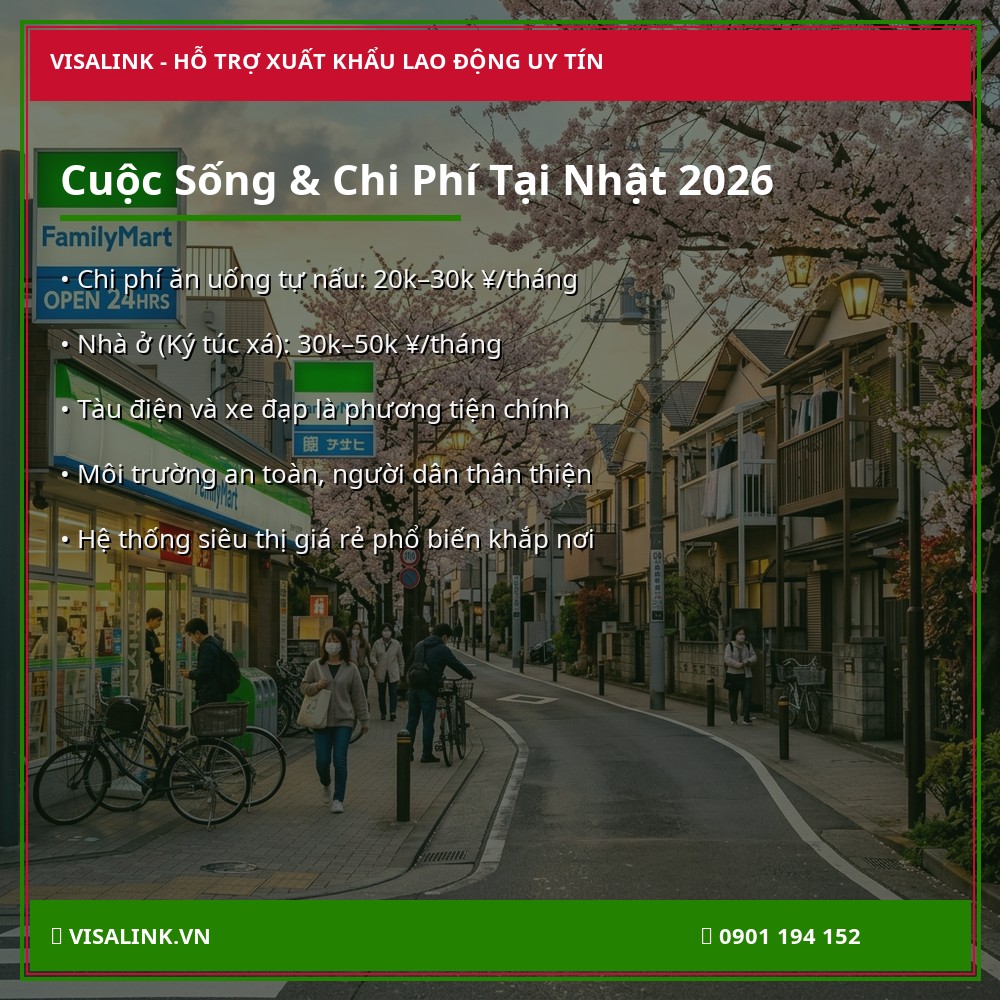 Cuộc sống hàng ngày tại Nhật Bản - chi phí sinh hoạt 2026 - Visalink