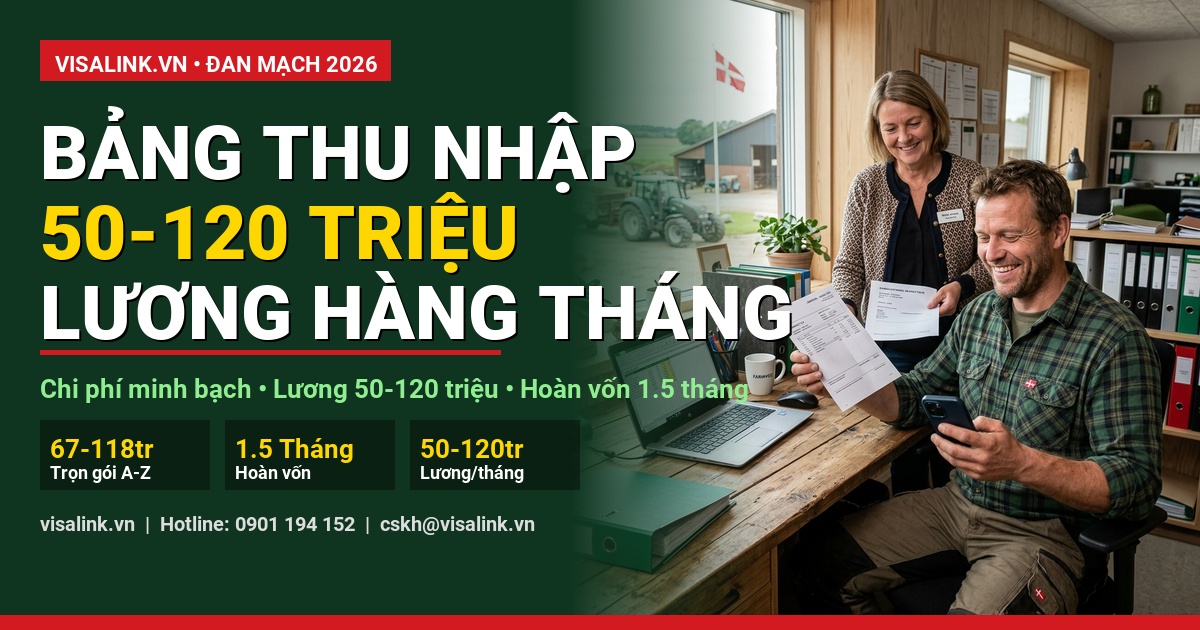 phí đi xklđ đan mạch mức lương thu nhập