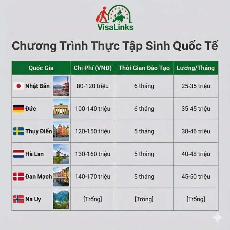 THỰC TẬP SINH HƯỞNG LƯƠNG CHÂU ÂU 2026: SO SÁNH 7 QUỐC GIA, LƯƠNG 30-50 TRIỆU/THÁNG 1 THỰC TẬP SINH HƯỞNG LƯƠNG CHÂU ÂU 2026: SO SÁNH 7 QUỐC GIA, LƯƠNG 30-50 TRIỆU/THÁNG