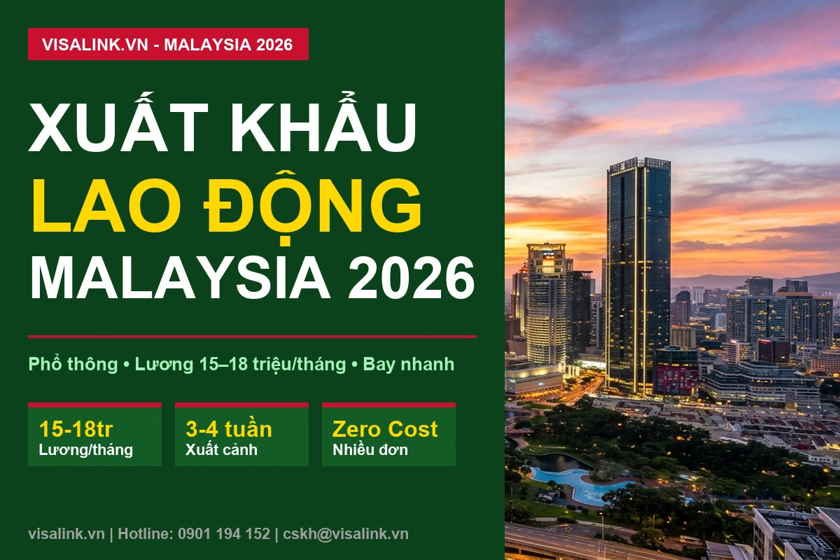 Xuất Khẩu Lao Động Malaysia 2026: Chi Phí Siêu Rẻ, Lương 18 Triệu & Bay Nhanh 1 Tổng quan xuất khẩu xuất khẩu lao động Malaysia 2026 chi phí rẻ bay nhanh Visalink