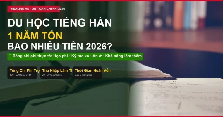 Du học tiếng Hàn 1 năm tốn bao nhiêu tiền chi phí trọn gói 2026 - Visalink