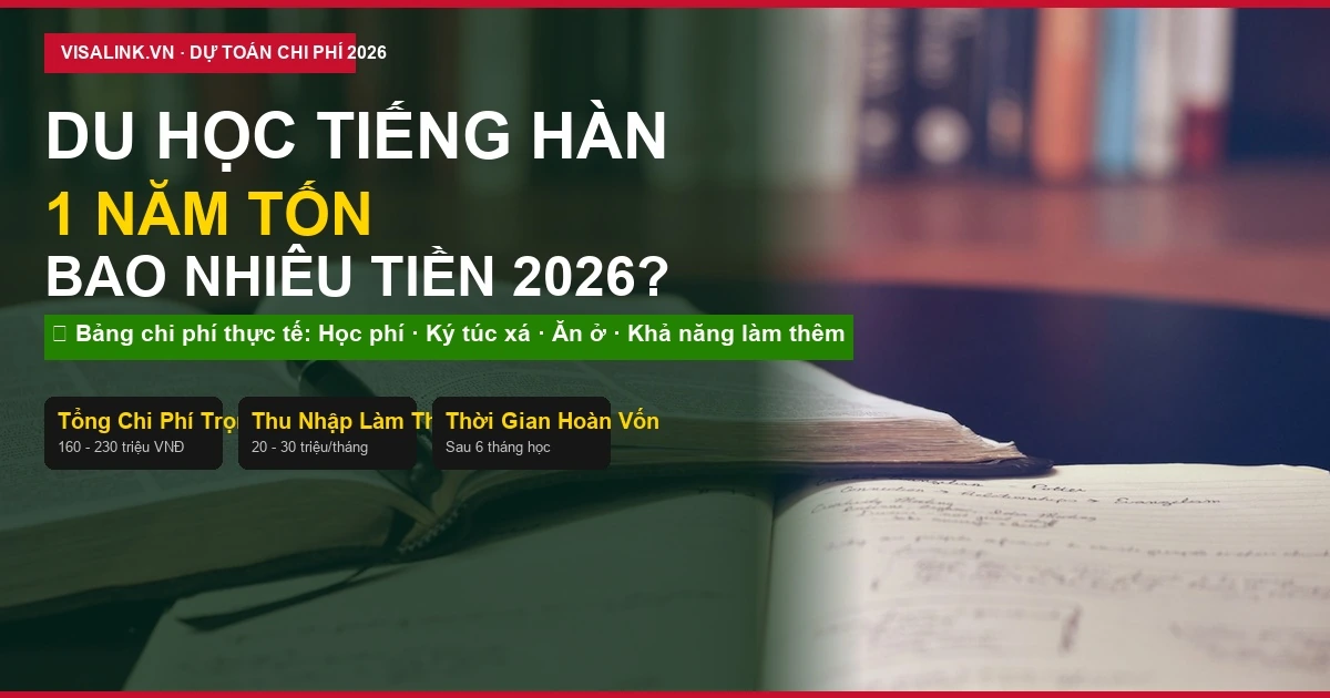 Du học tiếng Hàn 1 năm tốn bao nhiêu tiền chi phí trọn gói 2026 - Visalink