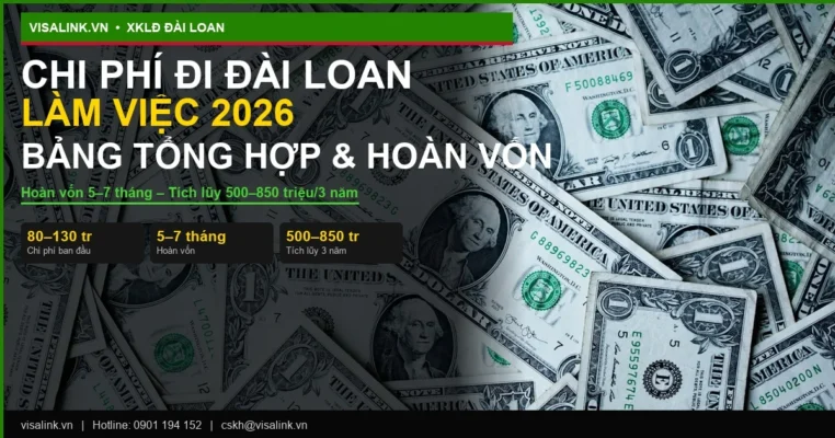chi phi di dai loan lam viec 2026 visalink