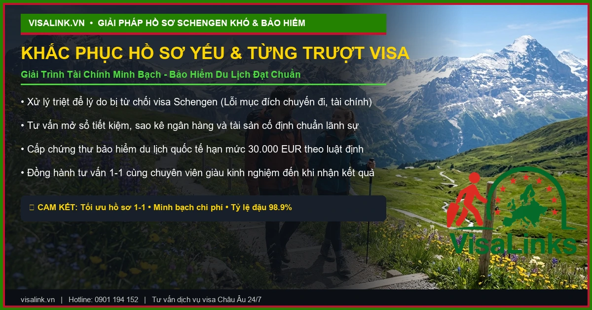 Dịch Vụ Làm Visa Châu Âu Trọn Gói 2026: Visa Schengen 29 Nước, Tỷ Lệ Đậu 98.9% | Visalink 3 Giải pháp xử lý hồ sơ visa Châu Âu khó và khắc phục từ chối thị thực - Visalink