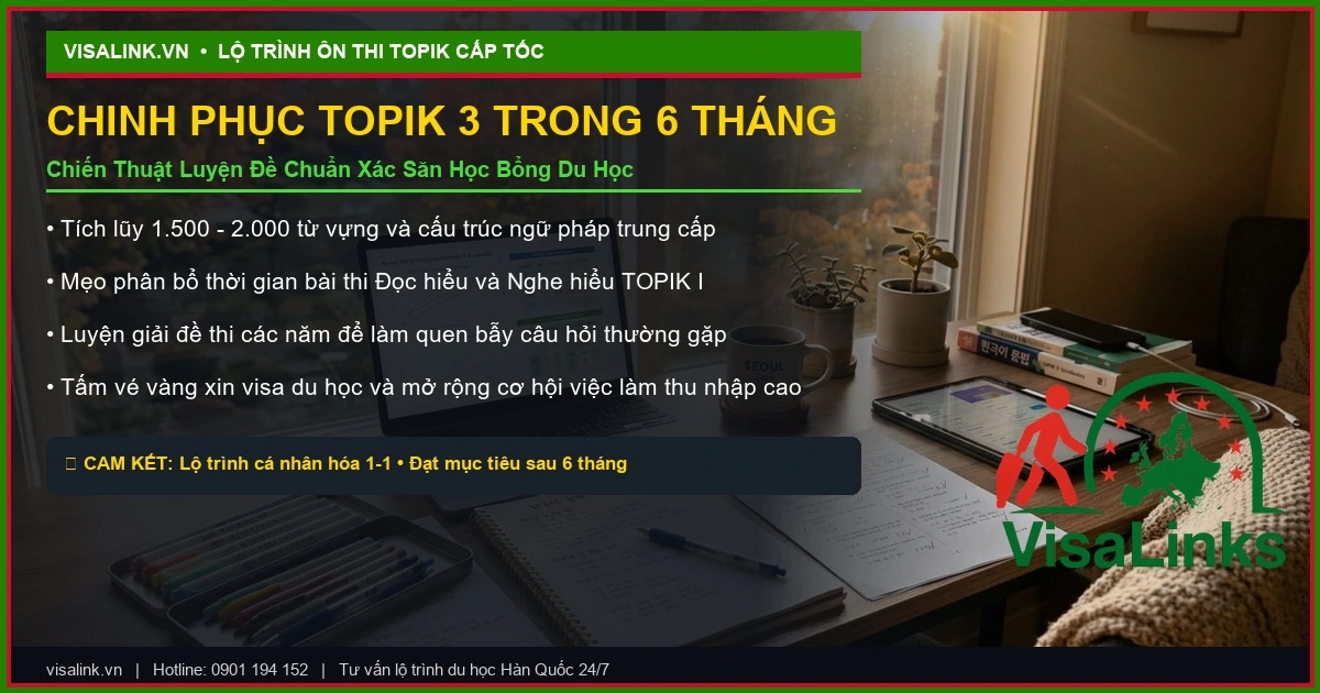 Học Tiếng Hàn Có Khó Không? Kinh Nghiệm Tự Học Đạt TOPIK 3 Trong 6 Tháng 4 Lộ trình tự học ôn thi chứng chỉ tiếng Hàn TOPIK 3 cấp tốc trong 6 tháng - Visalink