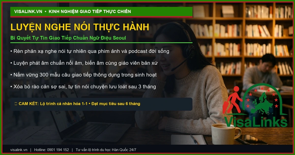 Học Tiếng Hàn Có Khó Không? Kinh Nghiệm Tự Học Đạt TOPIK 3 Trong 6 Tháng 3 Phương pháp luyện nghe nói và giao tiếp tiếng Hàn thực chiến chuẩn ngữ điệu - Visalink
