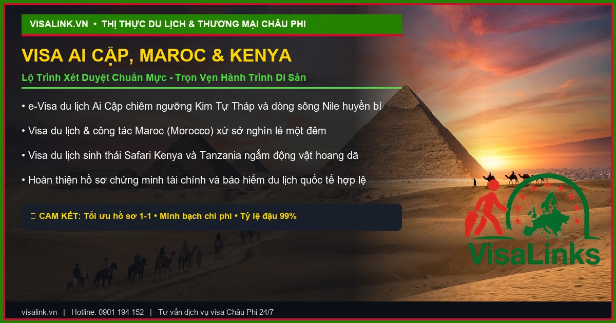 Thủ tục xin visa Ai Cập, Maroc, Kenya trọn gói chuyên nghiệp - Visalink